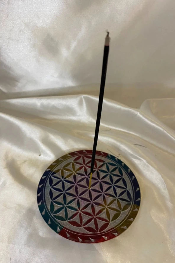 Yaşam Çiçeği Hayat Çiçeği Yaşam Ağacı Hand Made El İşi Feng Shui Ejderha Yılı Doğal Obsidyen Taşı Çubuk Konik Tütsülük - Resim 2