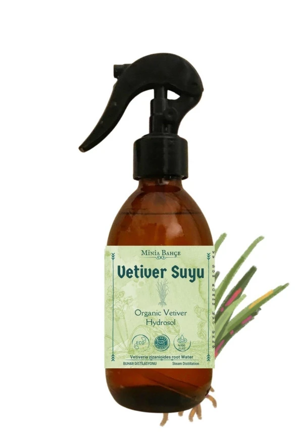 Organik Vetiver Suyu -%100 Doğal Hidrosol, 250ml