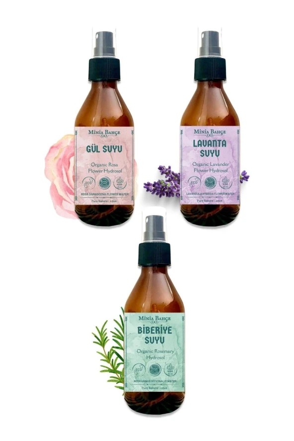 Lavanta, Biberiye Ve Gül Suyu(1.maya), %100 Doğal, Yağlı, 150mlx3