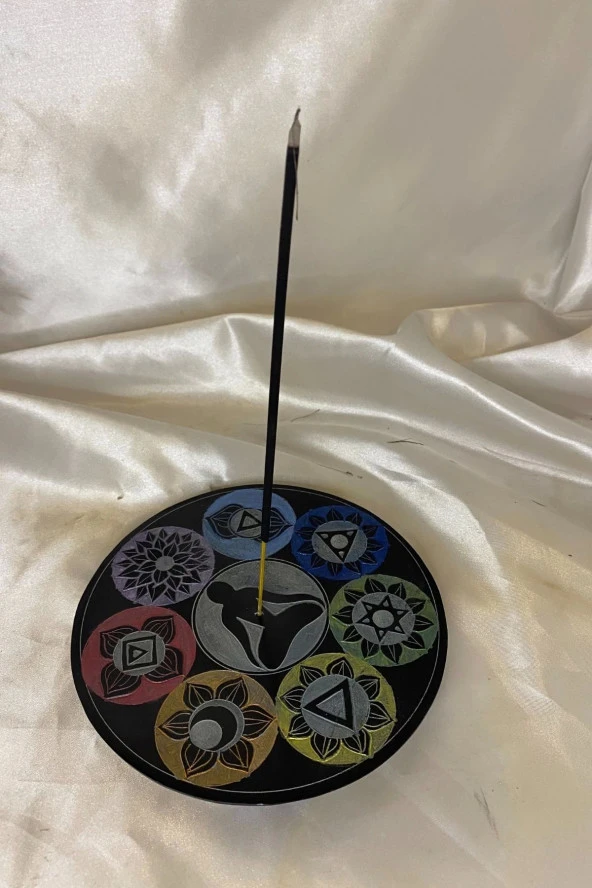 Yedi Çakra 7 Çakra Hand Made El İşi Feng Shui Ejderha Yılı Doğal Obsidyen Taşı Çubuk Konik Tütsülük - Resim 4