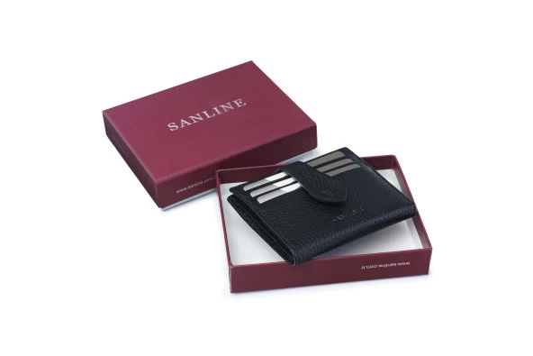 SANLINE 800 Hakiki Deri Kartlık Görünümlü Unisex Cüzdan - Siyah - 2