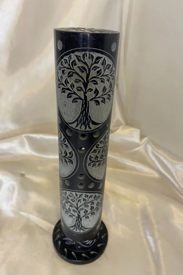 Yaşam Hayat Ağacı Hand Made El İşi Feng Shui Ejderha Yılı Doğal Obsidyen Taşı Çubuk Konik Tütsülük kule ürün görseli
