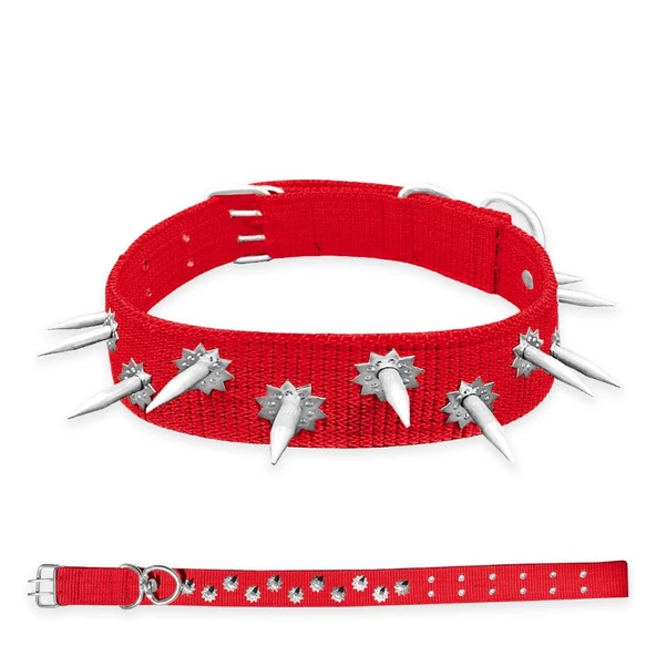 Dokuma Çivili Köpek Boyun Tasması - 5*80 cm - Kırmızı ürün görseli 1