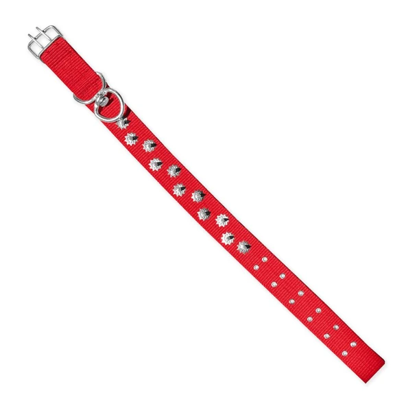 Dokuma Çivili Köpek Boyun Tasması - 5*80 cm - Kırmızı - Resim 2