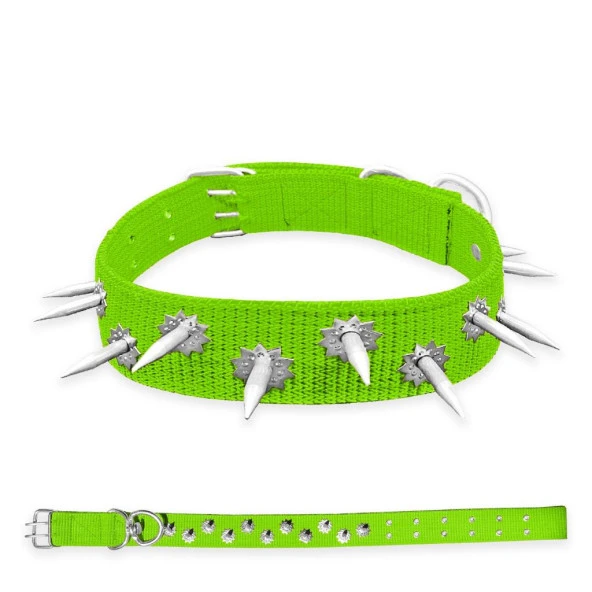 Dokuma Çivili Köpek Boyun Tasması - 5*80 cm - Yeşil ürün görseli 1