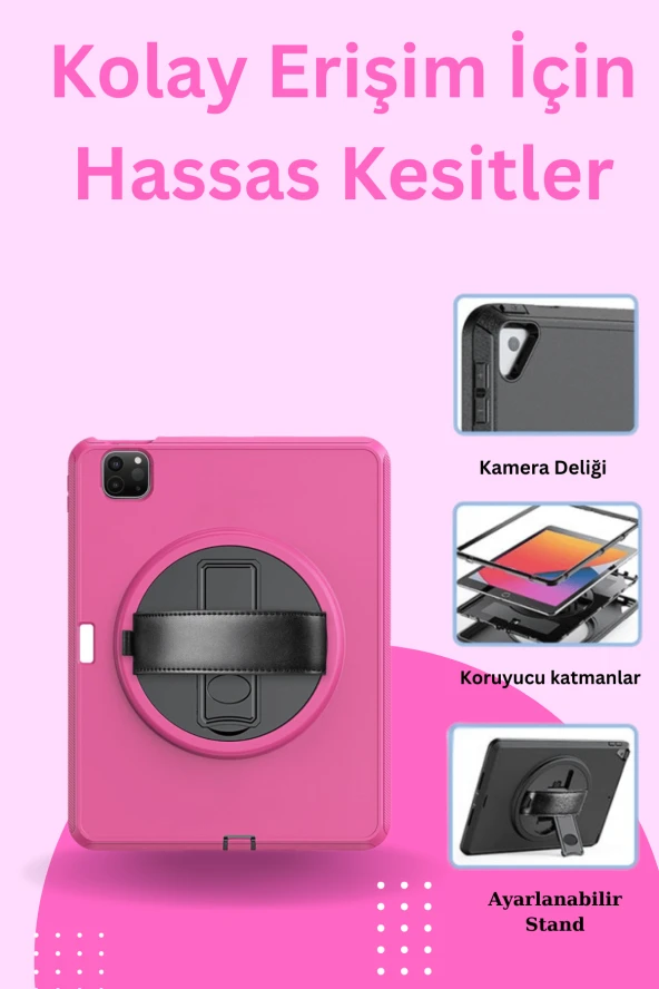 Qpen iPad Pro 11 inç (2018)  Uyumlu Hand Strap Tablet Kılıfı - 9