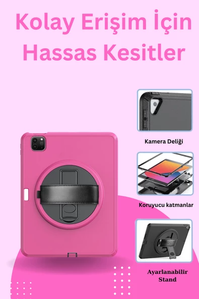 Qpen iPad Pro 11 inç (2020)  Uyumlu Hand Strap Tablet Kılıfı - Resim 9