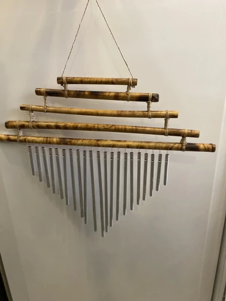 Deprem Zili Rüzgar Çanı Feng Sui Bambu - Resim 6