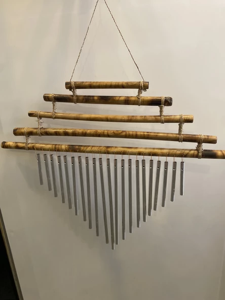 Deprem Zili Rüzgar Çanı Feng Sui Bambu - Resim 7