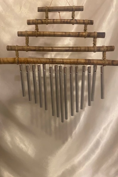 Deprem Zili Rüzgar Çanı Feng Sui Bambu - Resim 2