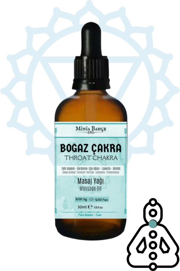 Boğaz Çakra Masaj Yağı, Throat Chakra, 30ml, %100 Saf