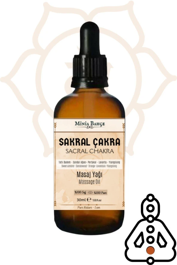 Sakral Çakra Masaj Yağı, Sacral Chakra, 30ml, %100 Saf