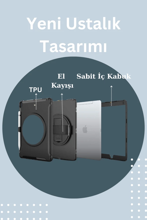 Qpen iPad Pro 11 inç (2021)  Uyumlu Hand Strap Tablet Kılıfı - Resim 11