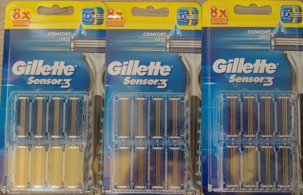 Gillette Sensor3+ Comfort JEL 8'li Yedek X 3 ADET