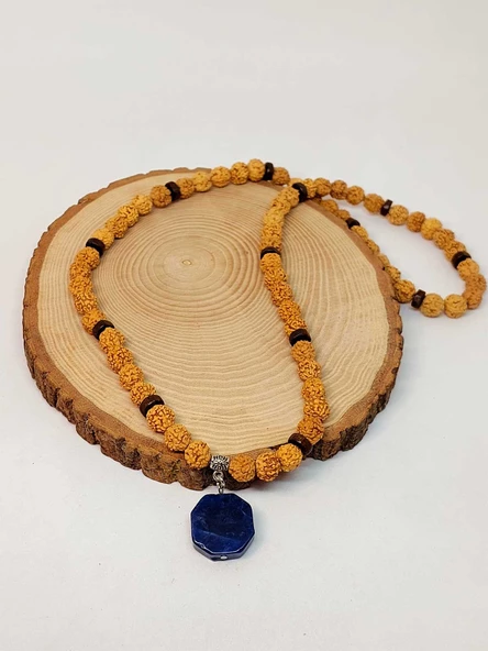 Sodalit Taşlı Rudraksha Tohum Kolye Dolama Bileklik 8mm (49728) ürün görseli