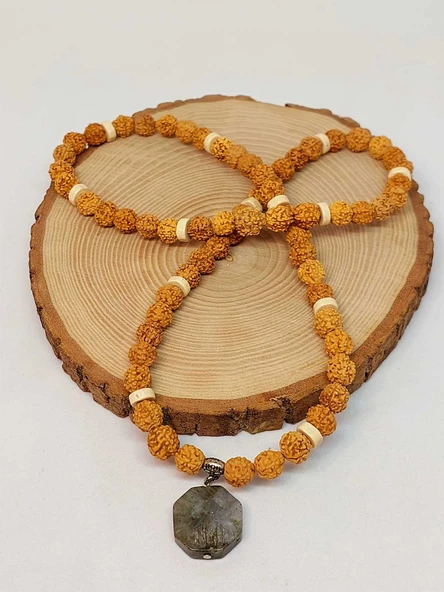 Labradorit Taşlı Rudraksha Tohum Kolye Dolama Bileklik 8mm (49730) ürün görseli