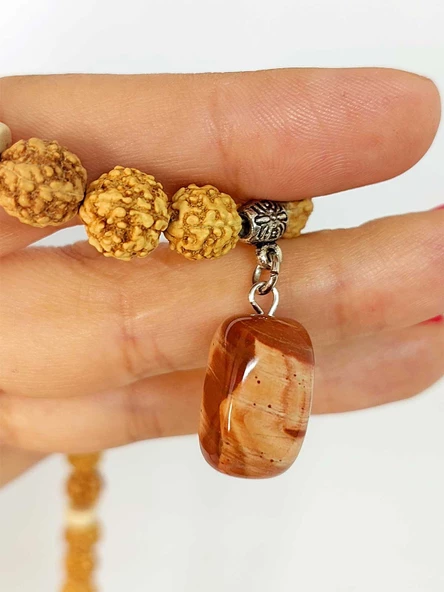 Japer Taşlı Rudraksha Tohum Kolye Dolama Bileklik 8mm (49726) - 5