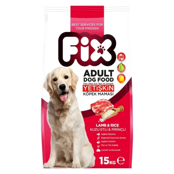 Fix Kuzu Etli ve Pirinçli Yetişkin Köpek Maması 15 Kg