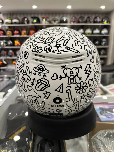 KASK SHIRO SH-62 KİOTO ÇENESİZ DOODLE - 3