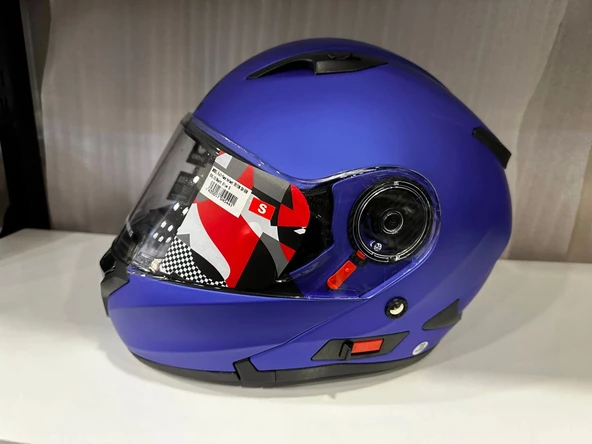 KASK SHIRO SH-508 MAT MAVİ ÇENE AÇILIR