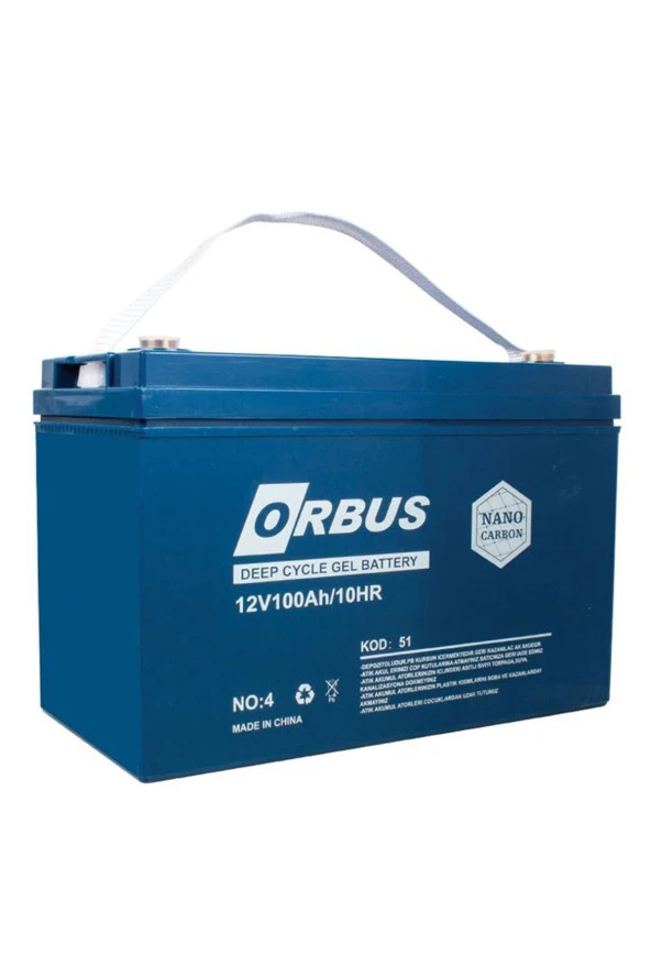 Orbus 12 Volt 100 Amper Karbon Jel Tip Akü 330X173X212 Mm