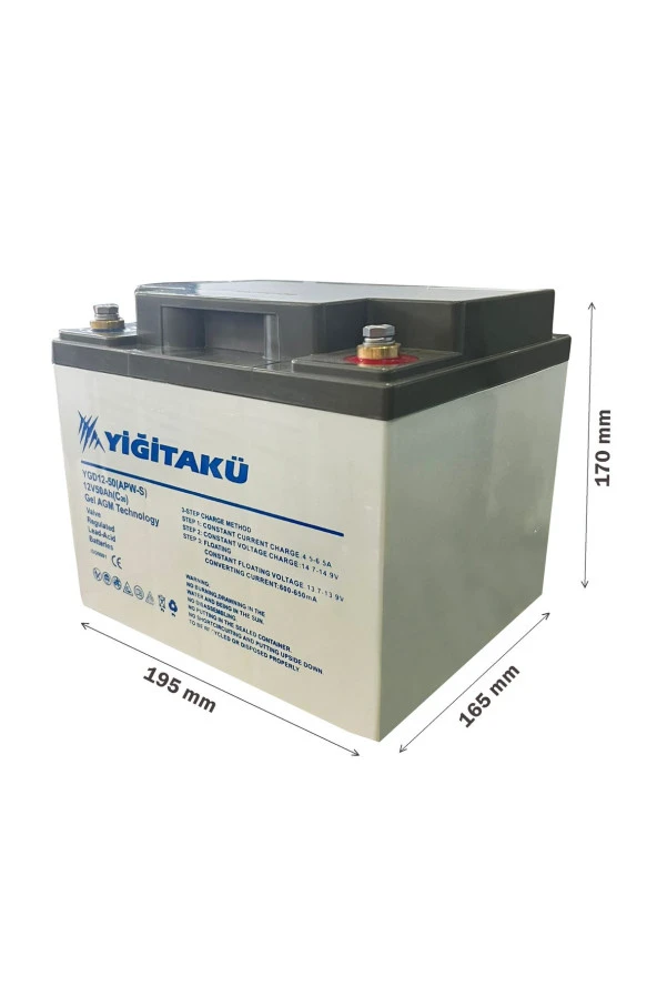 Yiğit Akü 12V 50Ah Jel Engelli Araç Aküsü ürün görseli