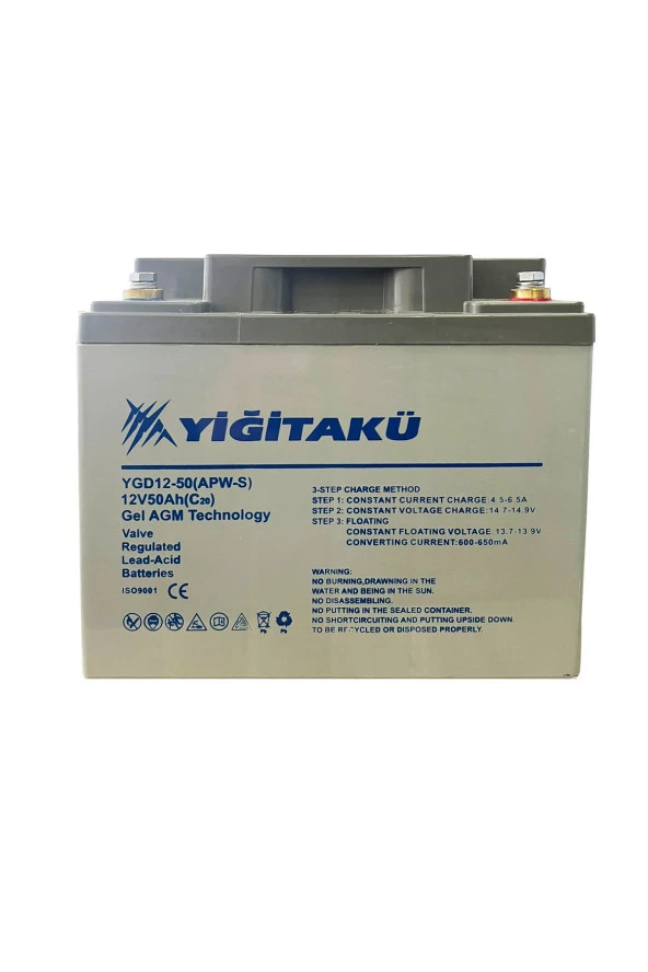 Yiğit Akü 12V 50Ah Jel Engelli Araç Aküsü - Resim 3