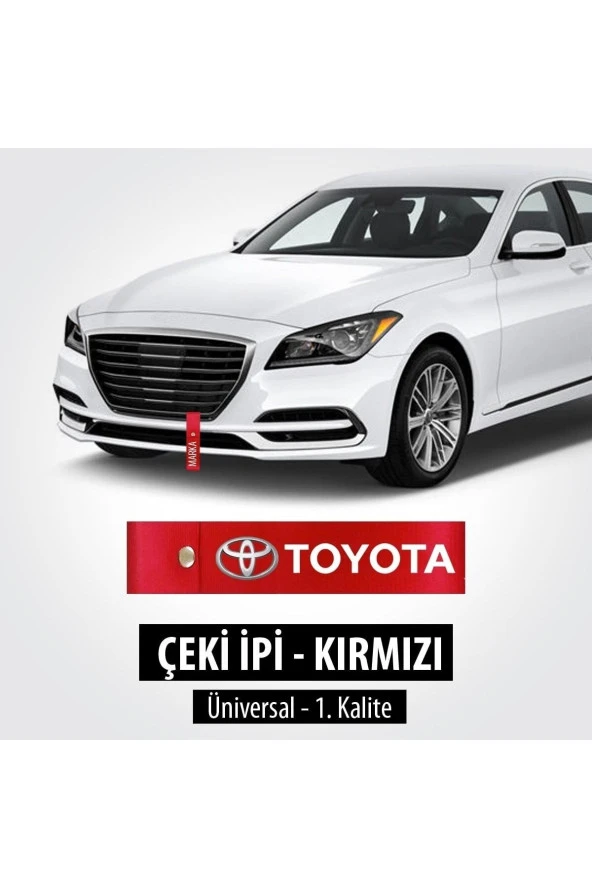 NiCe Shop Toyota Çeki Ipi Kırmızı Renkli Uv Baskılı Solma Atma Yapmaz Tampon Dili