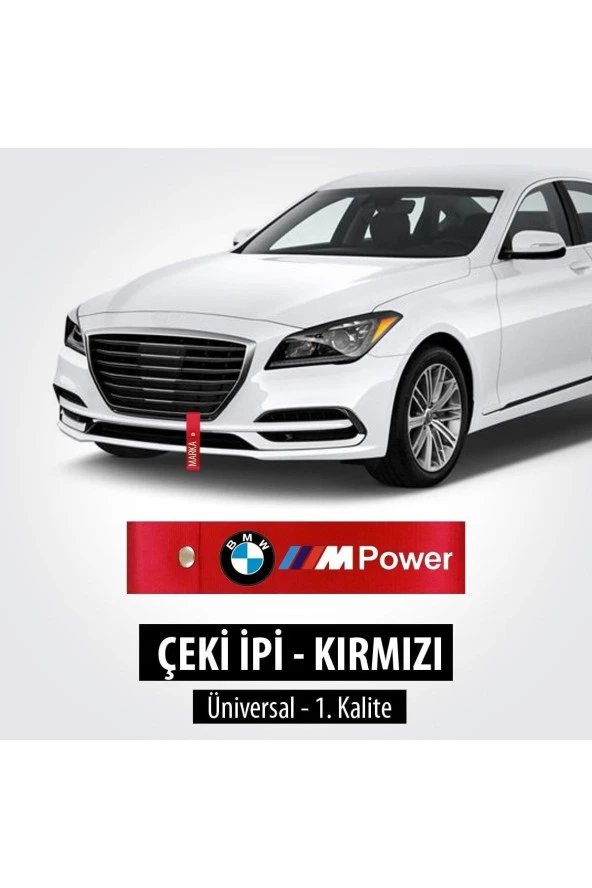 NiCe Shop Bmw Çeki Ipi Kırmızı Renkli Uv Baskılı Solma Atma Yapmaz Tampon Dili