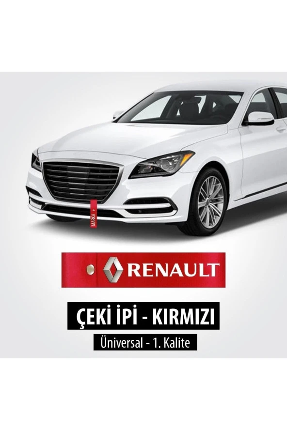 NiCe Shop Renault Çeki Ipi Kırmızı Renkli Uv Baskılı Solma Atma Yapmaz Tampon Dili