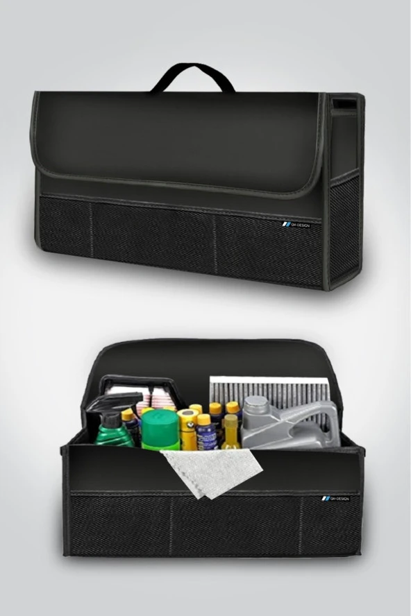 NiCe Shop Premium Lüks Deri Bagaj Organizer Çanta Siyah Kenarlı - Kaydırmaz Zeminli - Bagaj Organizer - Resim 2