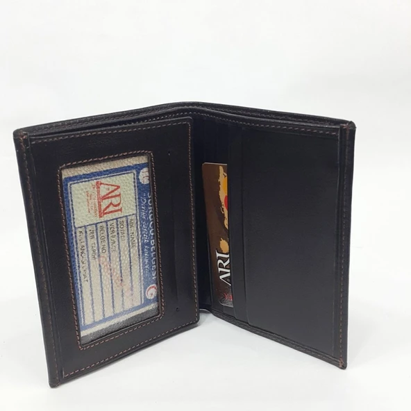 Siyah-Taba-Kahve Renkte Deri Şeffaf Kartlık, Ehliyet Ve Kimlik Bölmeli Cüzdan - 8