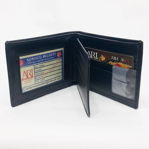 Siyah-Taba-Kahve Renkte Kartlık, Kimlik Ve Şeffaf Ehliyet Bölmeli Deri Cüzdan - 2