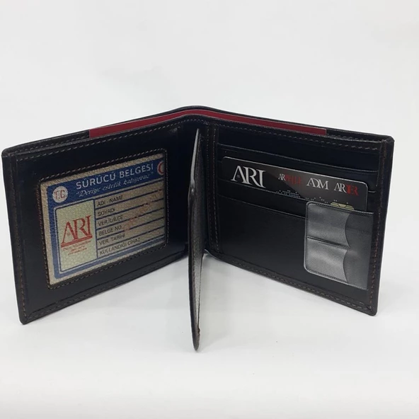 Siyah-Taba-Kahve Renkte Kartlık, Kimlik Ve Şeffaf Ehliyet Bölmeli Deri Cüzdan - 7