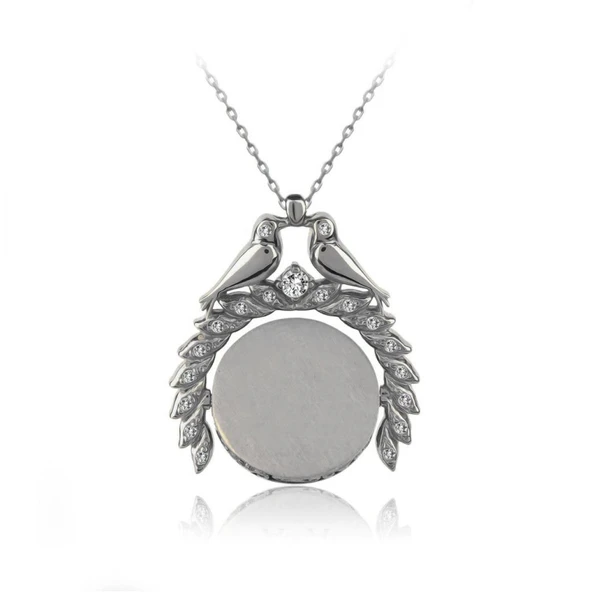 Taşlı Kuş Detaylı Bayan Şık Kolye İsim Yazılabilir - 7