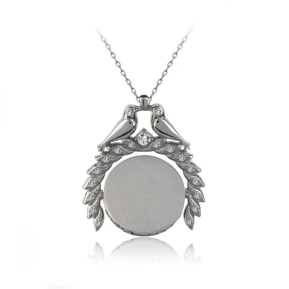 Taşlı Kuş Detaylı Bayan Şık Kolye İsim Yazılabilir - 8