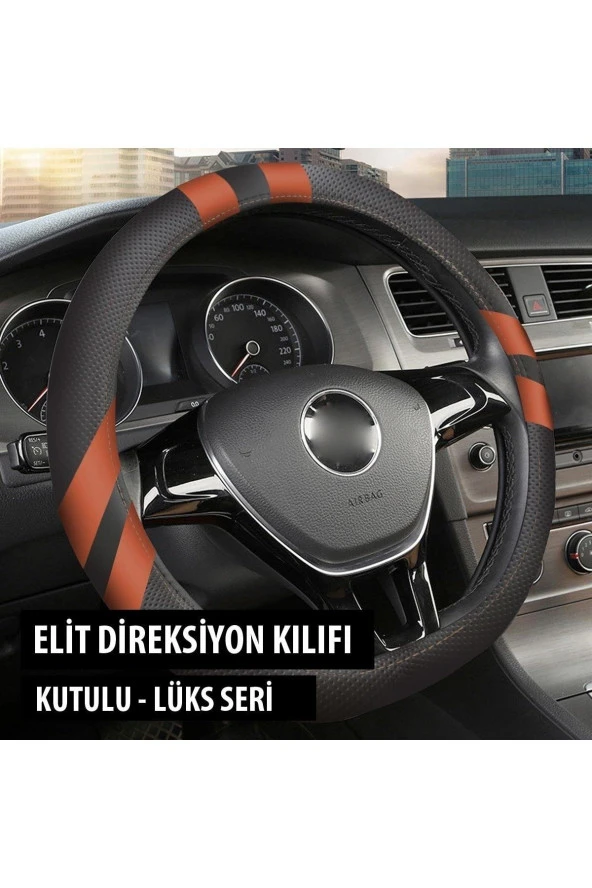 NiCe Shop Toyota Yaris Uyumlu Elit Geçmeli Direksiyon Kılıfı Taba