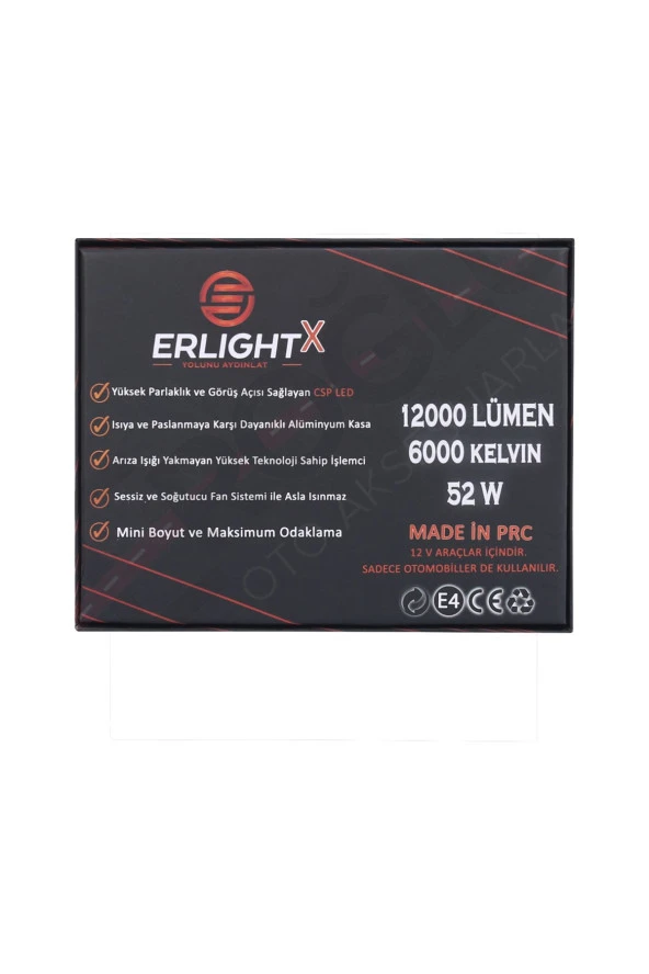 NiCe Shop H4 Erlight X Lazer Serisi Led Xenon Uzun-kısa Beyaz-yeni Nesi Ince 12000 Lümen Şimşek Etkili 6000k - 4