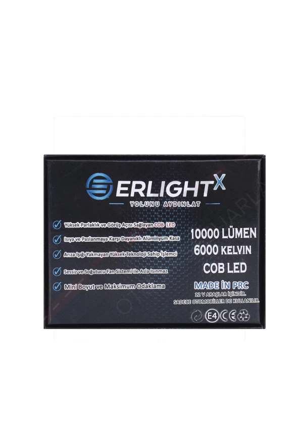 NiCe Shop H7 Erlight X Plus Led Xenon Uzun Kısa Beyaz - Yeni Nesi İnce 10000 Lümen Şimşek Etkili 6000k - 3