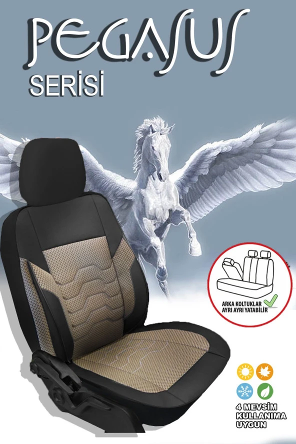 NiCe Shop Pegasus Serisi Oto Koltuk Kılıfı Jakar Kumaş Ön Arka Tam Set