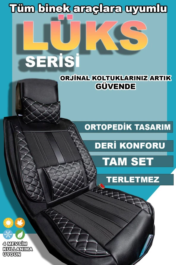 NiCe Shop Lüks Serisi Deri Yeni Nesil Oto Koltuk Kılıfı Ön Arka Tam Set