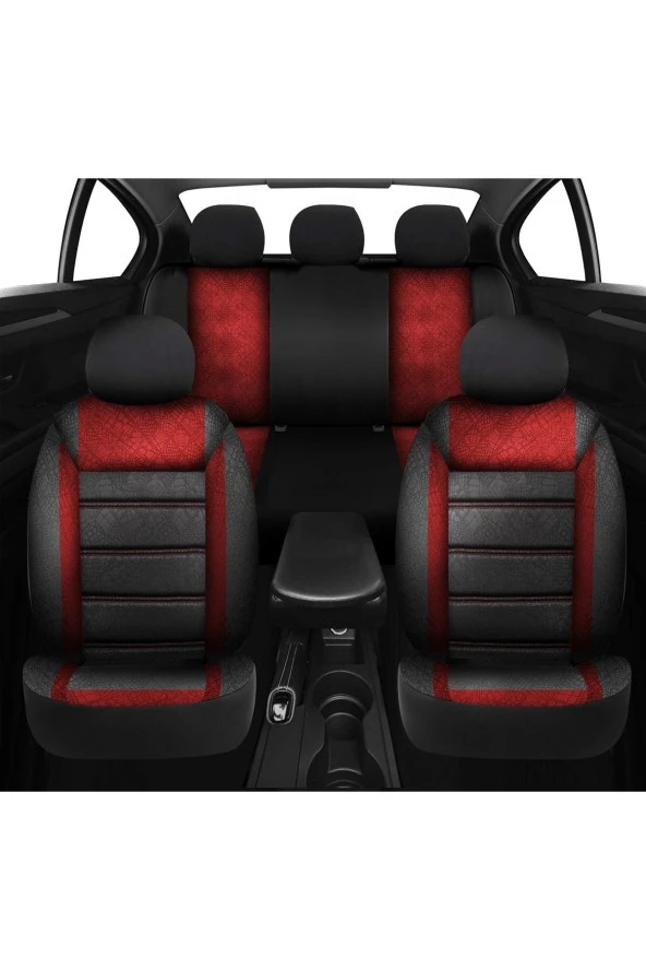 NiCe Shop Opel Corsa E Uyumlu Koltuk Kılıfı Samma - Kırmızı - Resim 2