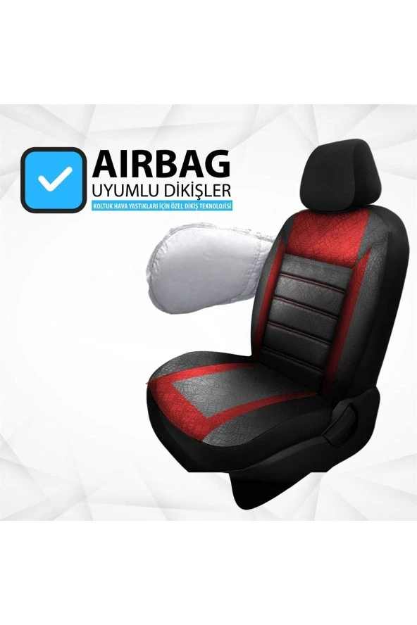 NiCe Shop Opel Corsa E Uyumlu Koltuk Kılıfı Samma - Kırmızı - Resim 3