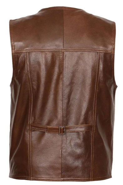 Kahverengi Spor Erkek Deri Yelek - 11