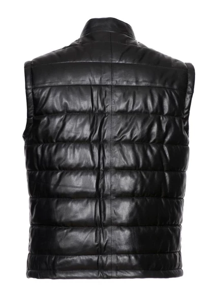 Hakim Yaka Deri Yelek Yandan Fermuarlı cepli - 11