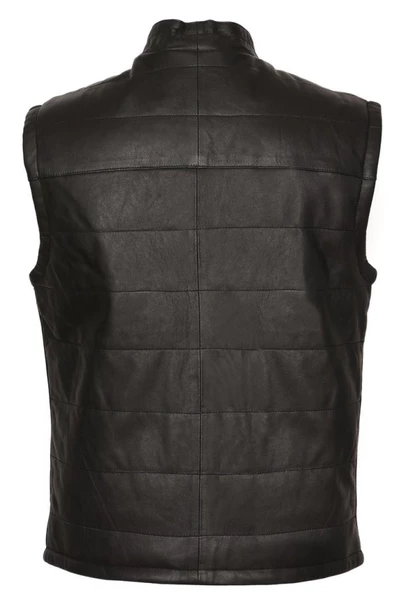 Hakim Yaka Deri Yelek Yandan Fermuarlı cepli - 3