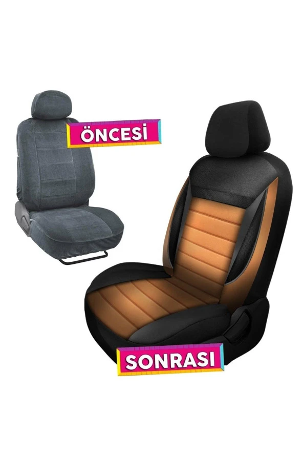 NiCe Shop Renault R9 Uyumlu Koltuk Kılıfı Enigma Serisi - Taba - Resim 4