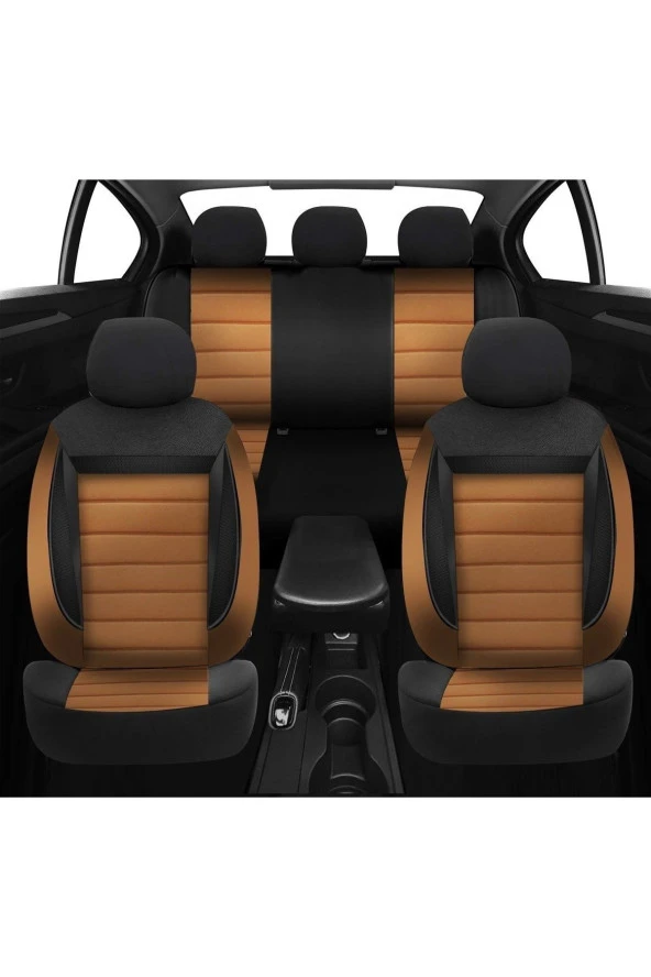 NiCe Shop Renault R9 Uyumlu Koltuk Kılıfı Enigma Serisi - Taba - Resim 2