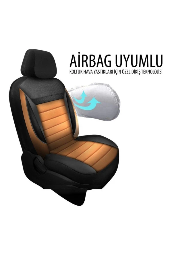 NiCe Shop Renault R9 Uyumlu Koltuk Kılıfı Enigma Serisi - Taba - Resim 3