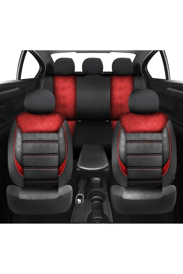 NiCe Shop Dacia Sandero Uyumlu Koltuk Kılıfı Scorpion - Kırmızı